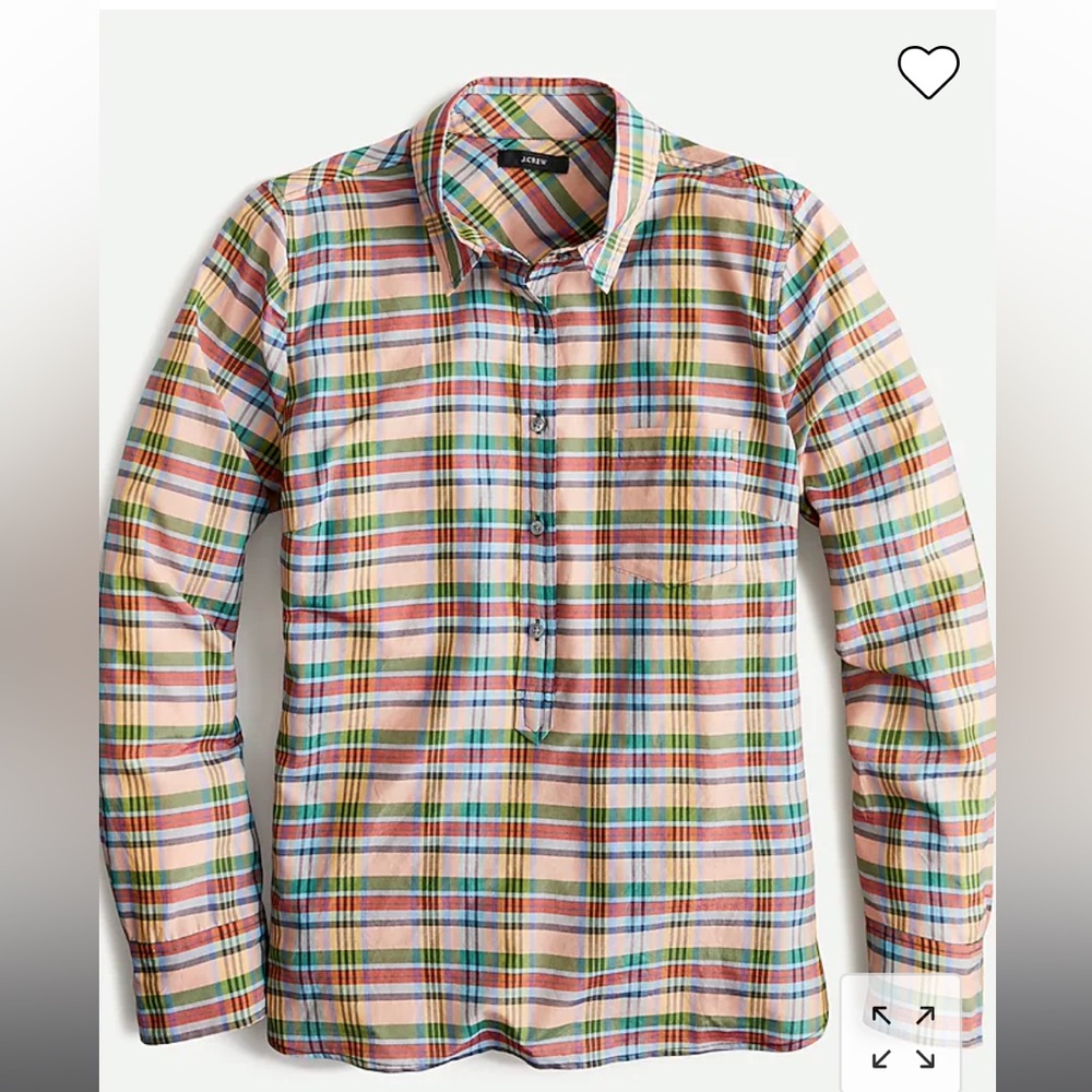 J. Crew NWT plaid popover collared shirt